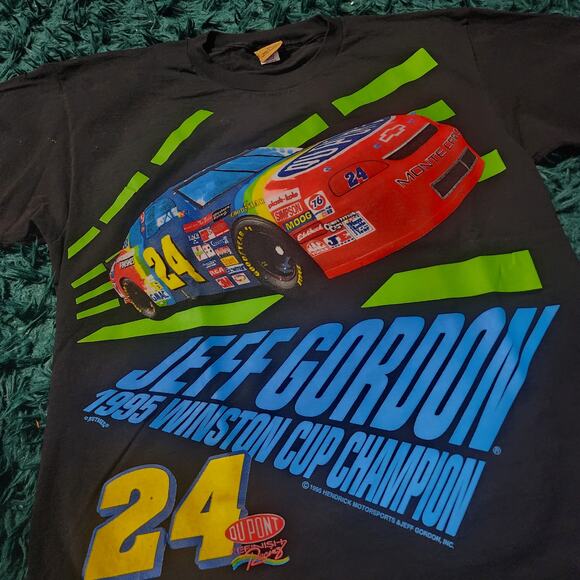Vintage 1995 Jeff Gordon NASCAR Tee Nutmeg Tag XL DuPont Winston Cup Champ - Picture 3 of 8